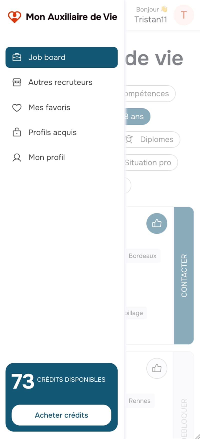 Place de rencontre entre auxiliaire de vie et recruteurs — vue mobile 4