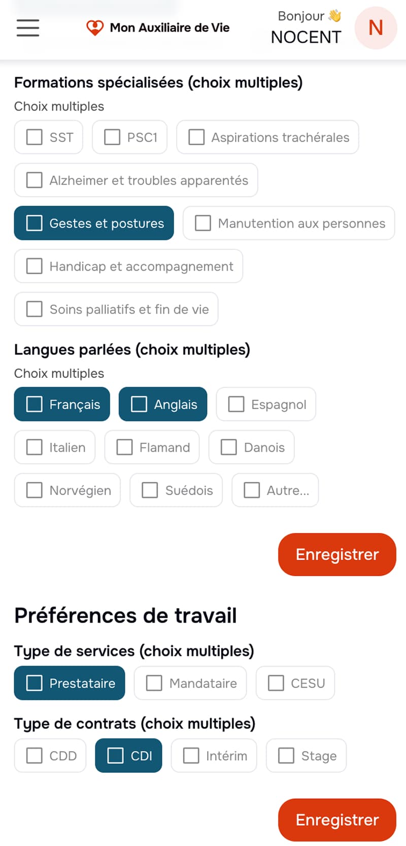 Place de rencontre entre auxiliaire de vie et recruteurs — vue mobile 6