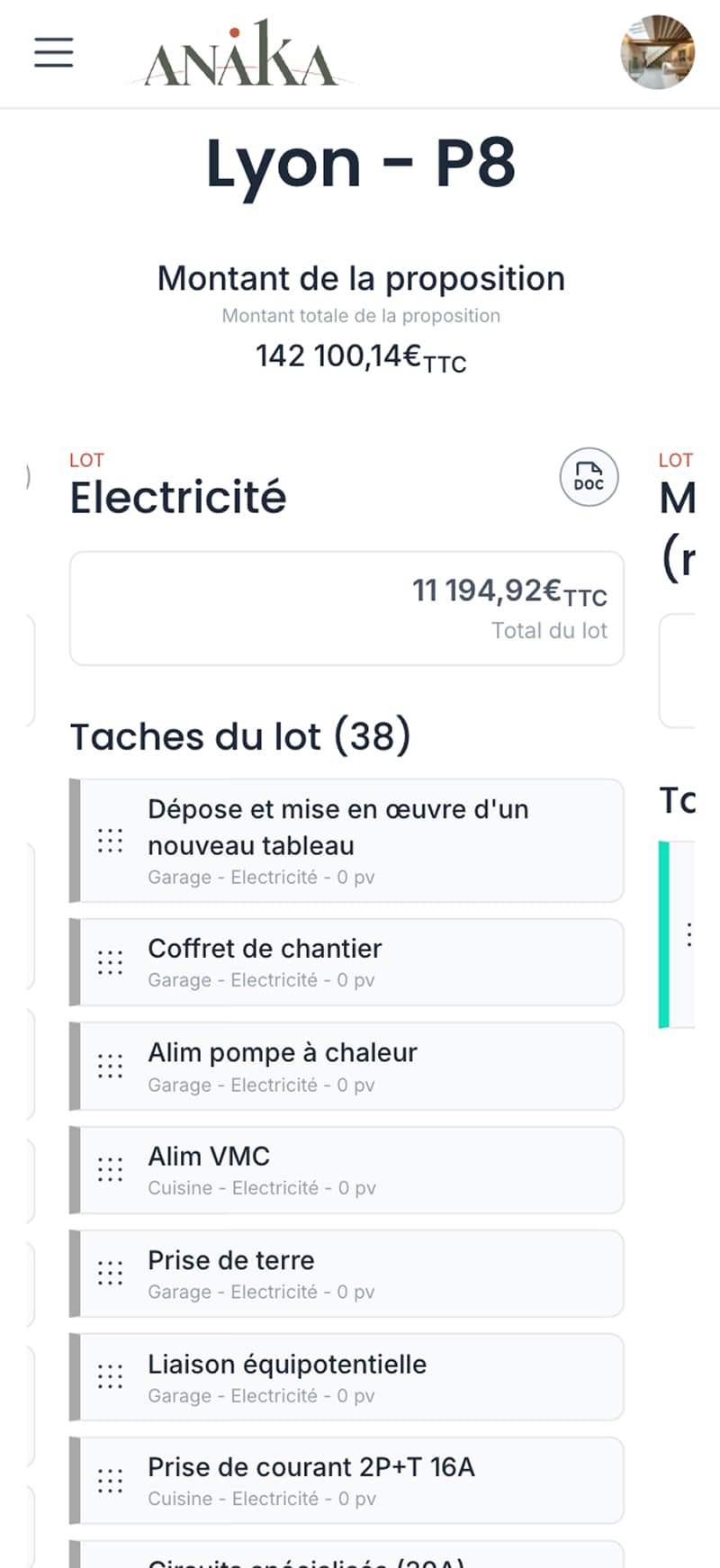 Orchestrer un chantier de la conception à la livraison — vue mobile 2