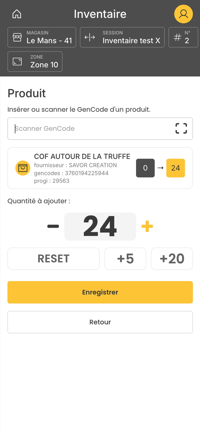 Inventaire annuel — vue mobile 1