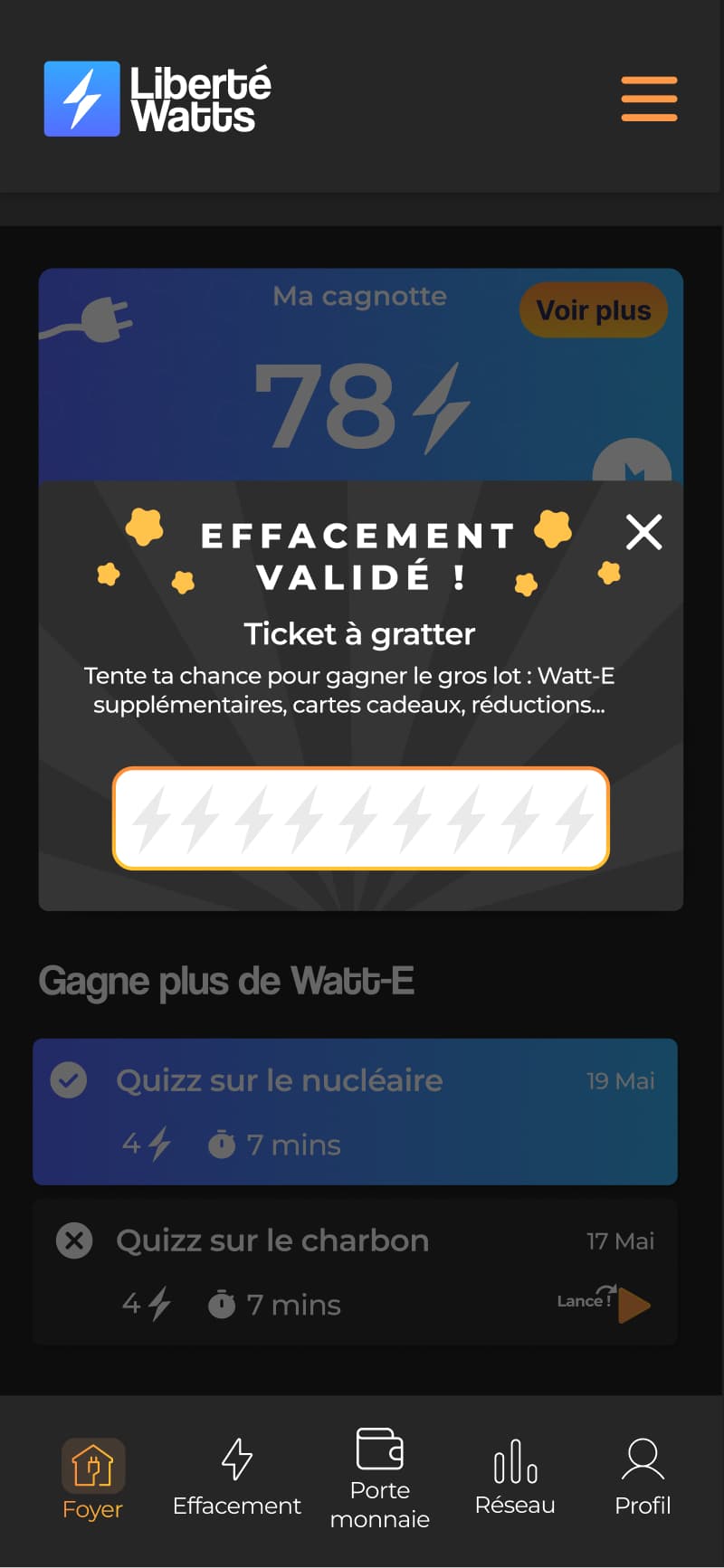 App citoyenne de réduction d'énergie — vue mobile 3