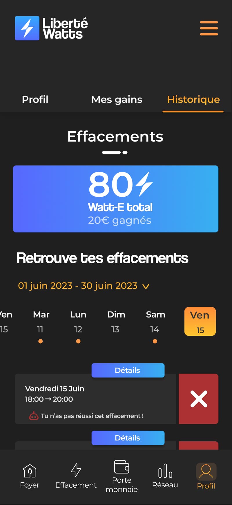 App citoyenne de réduction d'énergie — vue mobile 6