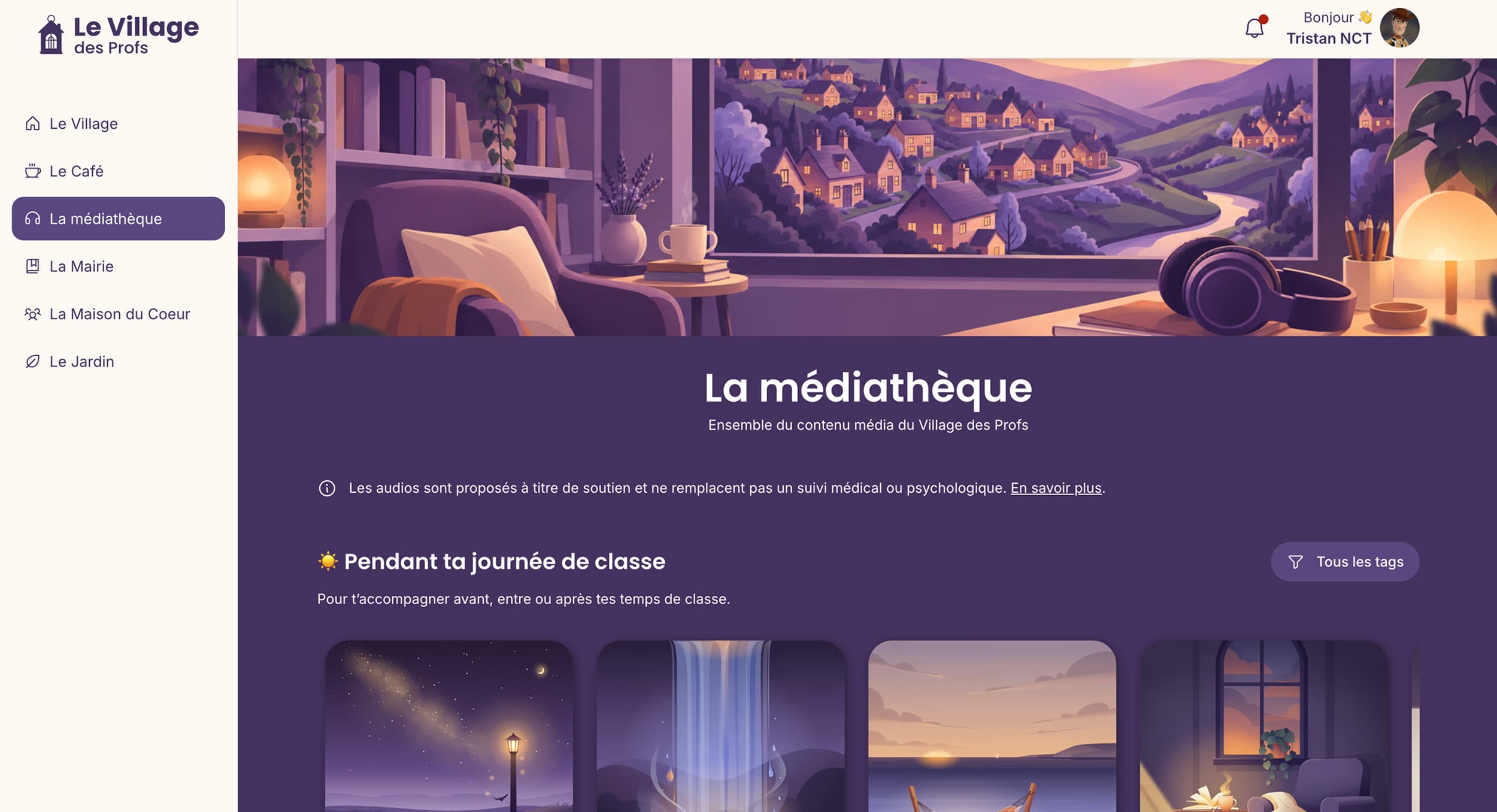 App communautaire pour les profs — vue 1