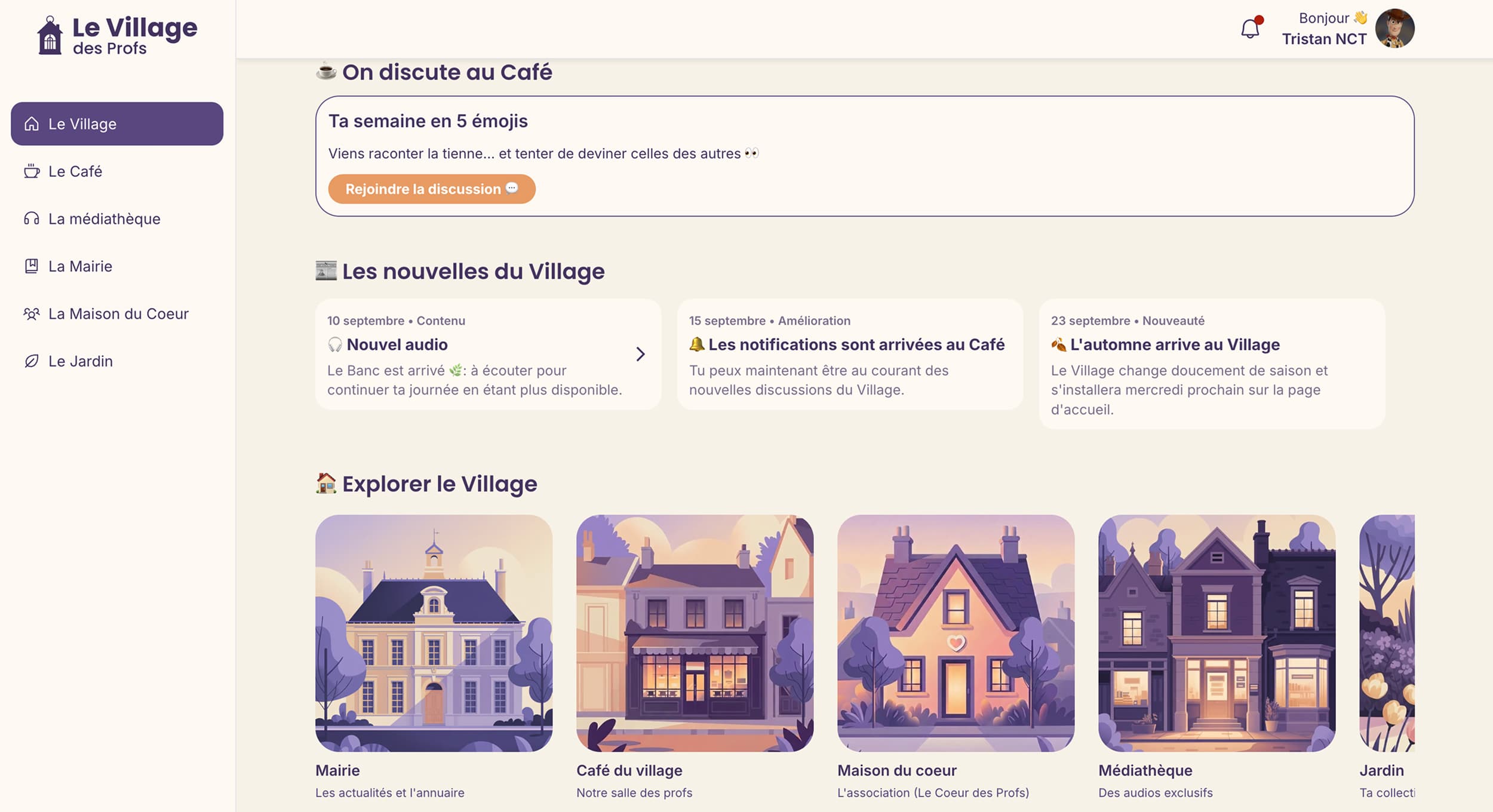 App communautaire pour les profs — vue 2