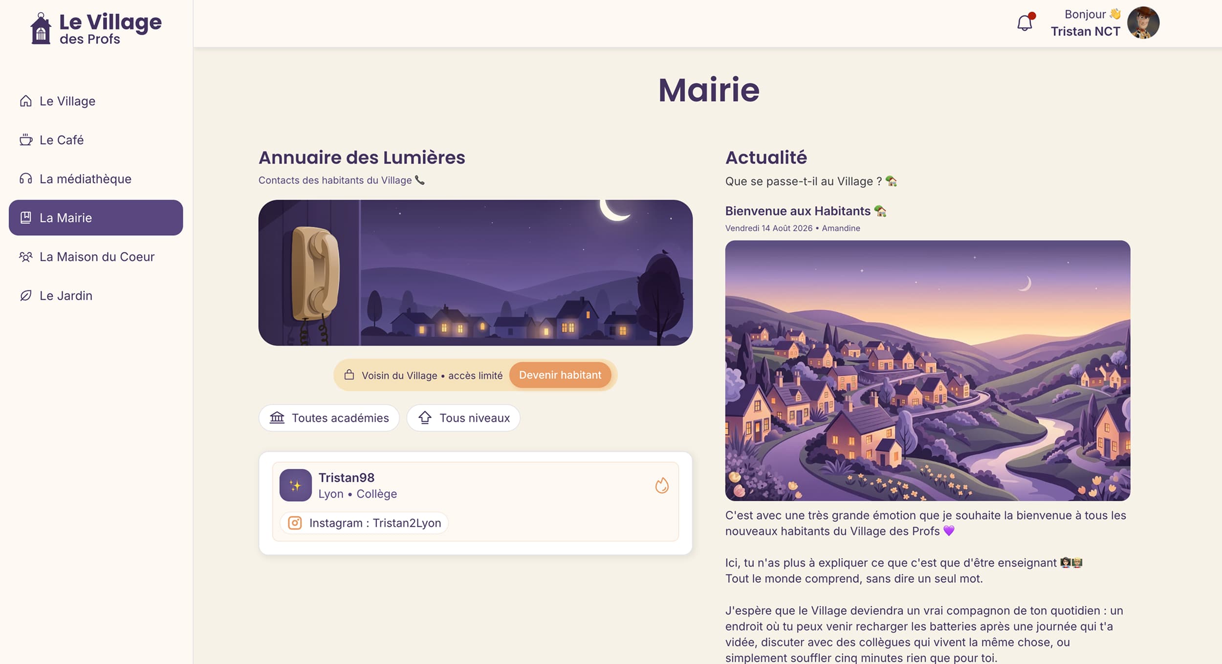 App communautaire pour les profs — vue 3