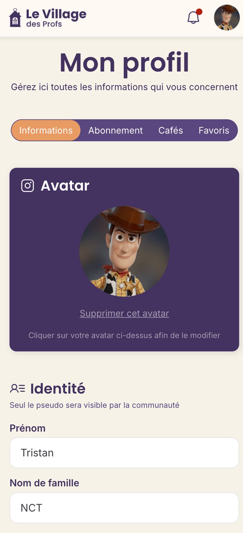 App communautaire pour les profs — vue mobile 4